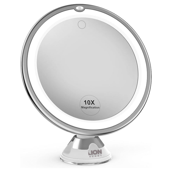 LH Lighted Makeup Mirror with 10x Magnifying Touch Control &amp; Suction Mount