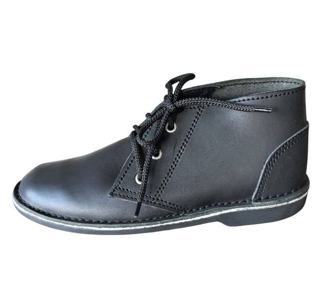 Berto Boys Genuine Leather School Vellies - Black Lace-Up School Shoes