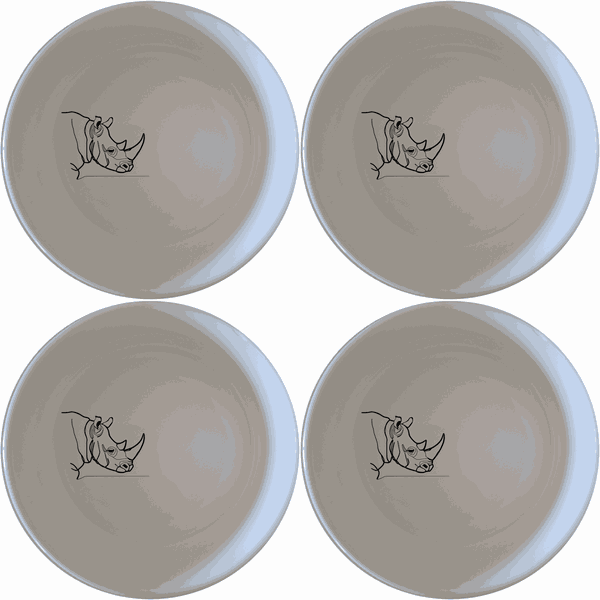 Silhouette Big Five African Rhino Bowl Set of 4 - Range 1