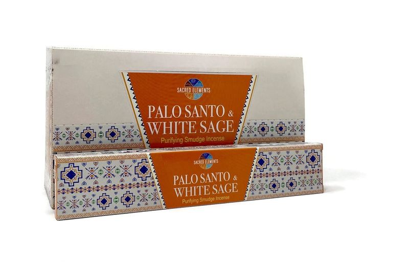 Sacred Elements Incense Sticks - Palo Santo &amp; White Sage - 12 Pack