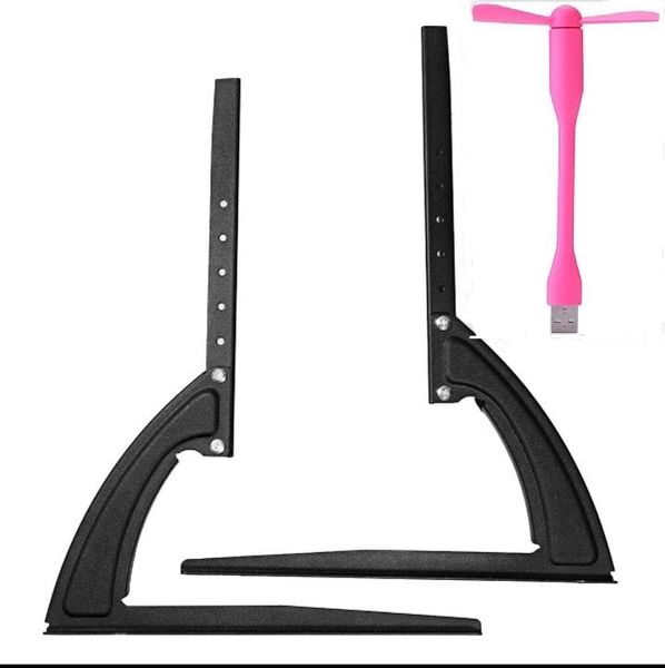 Universal Adjustable Metal Pedestal Desktop TV Stand Legs With USB Mini Fan