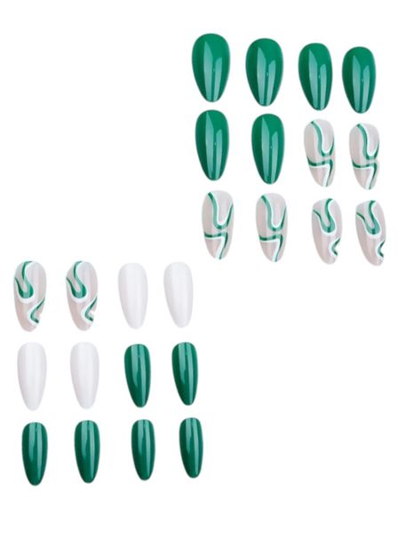 24 Piece - Acyrlic Y2K Style Stripe Design Press-On Nails - Multicolor