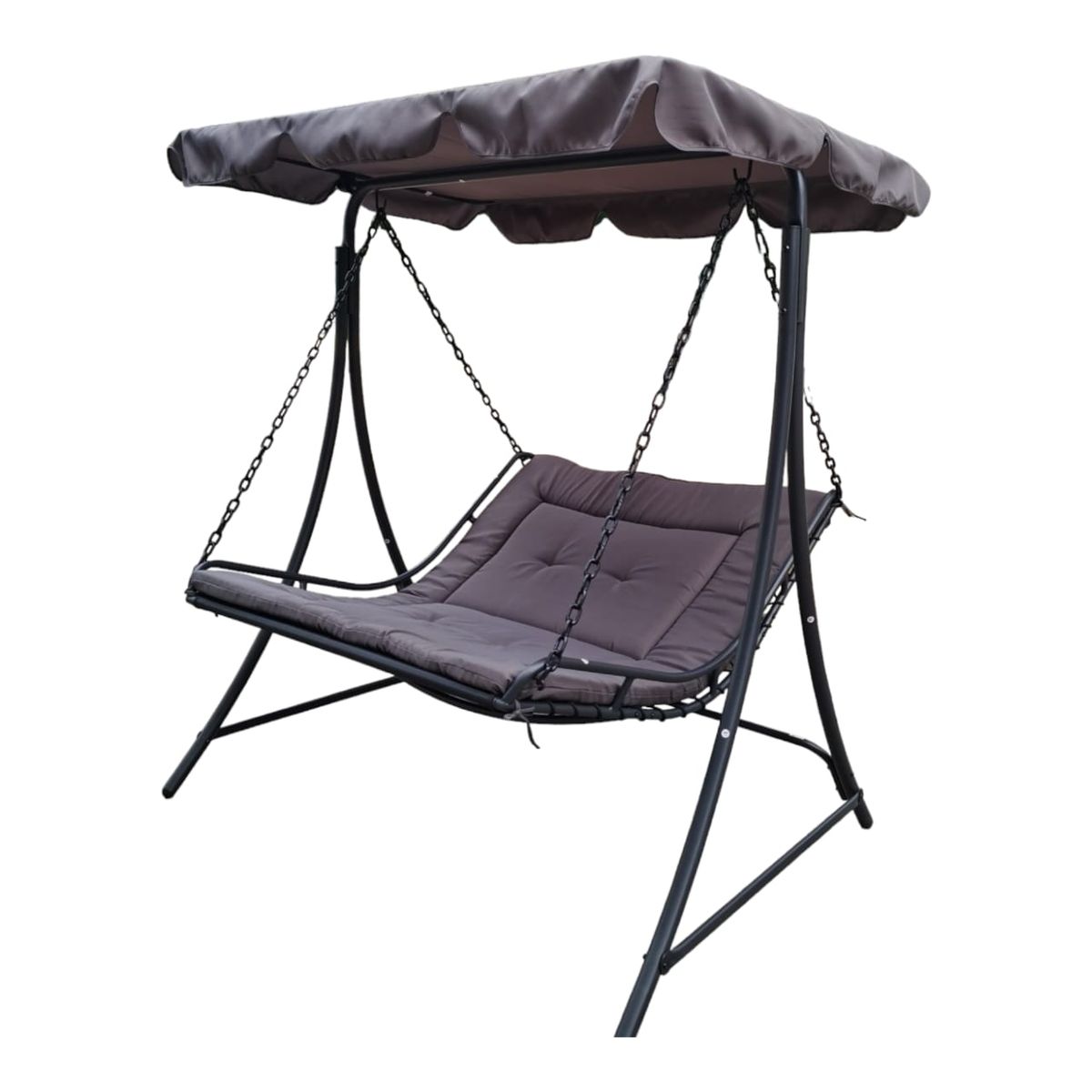 SMTE - 3 Seater Metal Swing Chair with Canopy-Grey | Shop Today. Get it ...