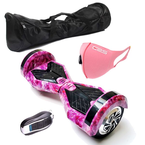 Self Balance Scooter8" Hoverboard-LED-Bluetooth-Remote-Bag-Mask-Galaxy Pink
