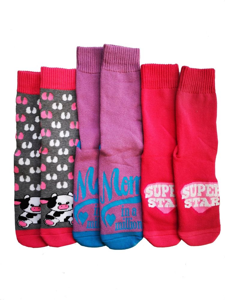 Adult Slipper Socks With Non Slip Grip Pads - Ladies - Assorted Pack of ...