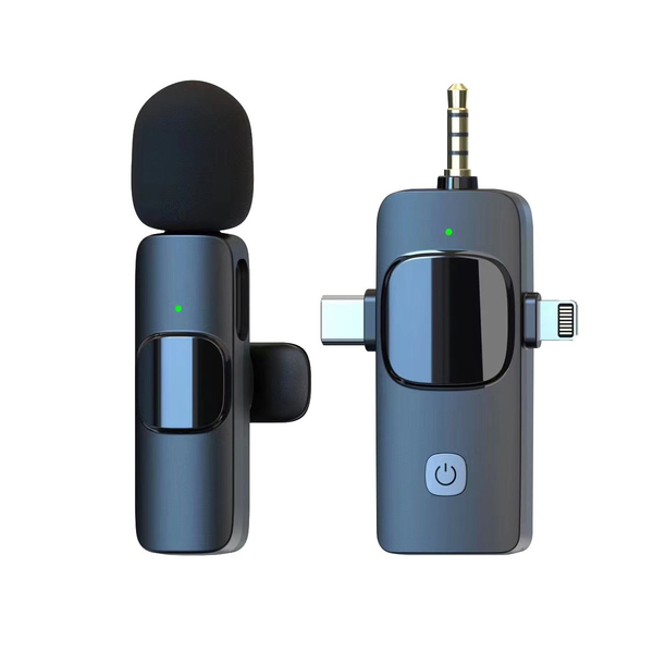 BezosMax 3 in 1 Wireless Lavalier Microphone for iPhone iPad Android Camera