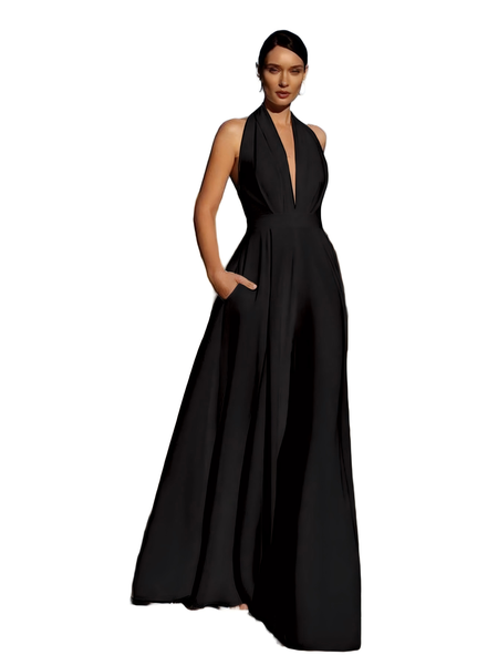 Women's loose evening gown/party jumpsuit wide leg pants