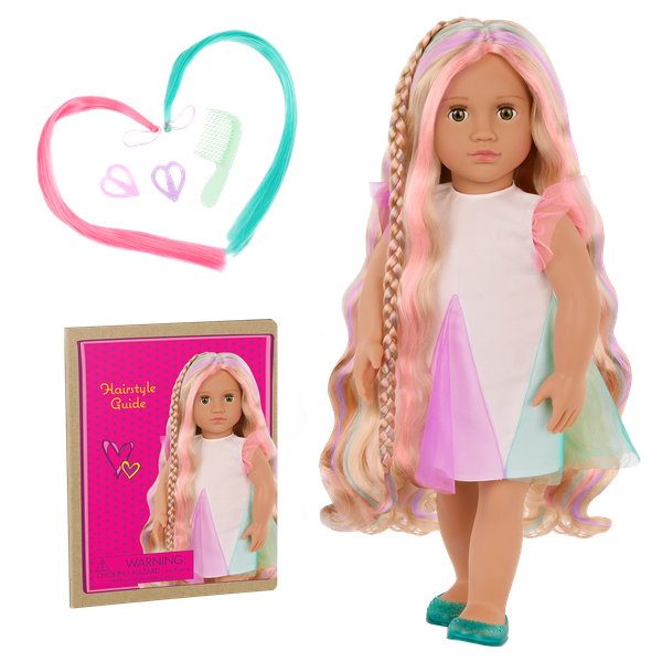 Our Generation Hairplay Doll Tessie 18inch Rainbow Colour Hair