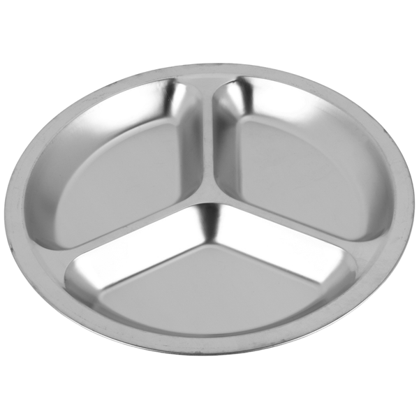 3 Sections Round Divided Dish Snack Dinner Plate Diameter 24Cm