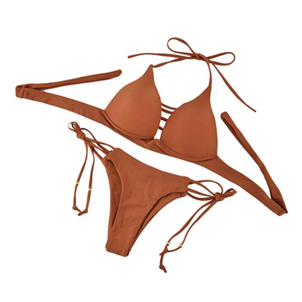 Sunbird Swimwear Leisure-time Peacock, Beach Sand Side Tie Bust Strap Matching Bikini