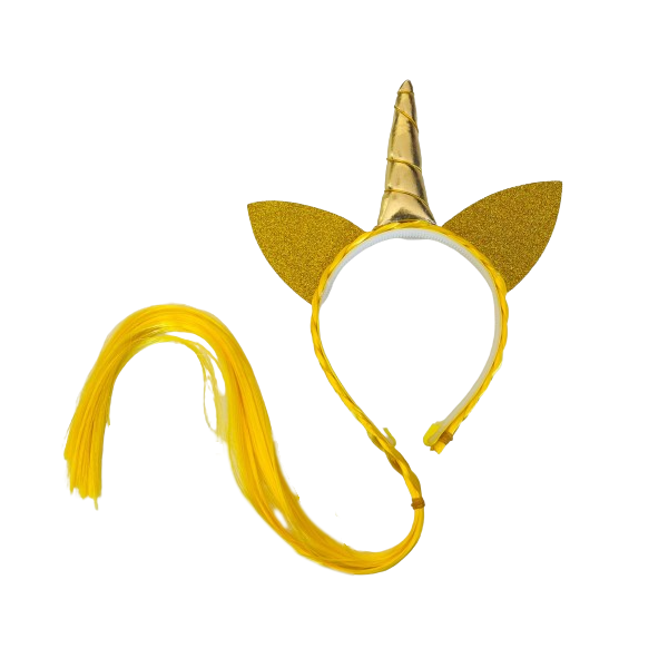 Gold Unicorn Alice Band with Hair
