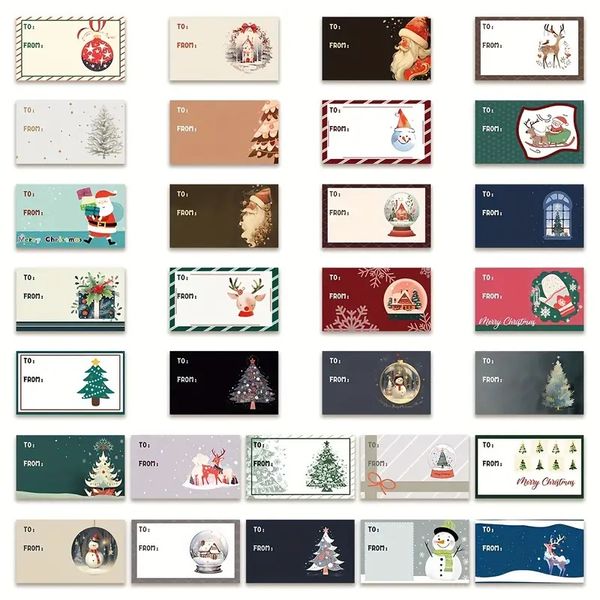 60 Pack Christmas Sticker Gift Tags