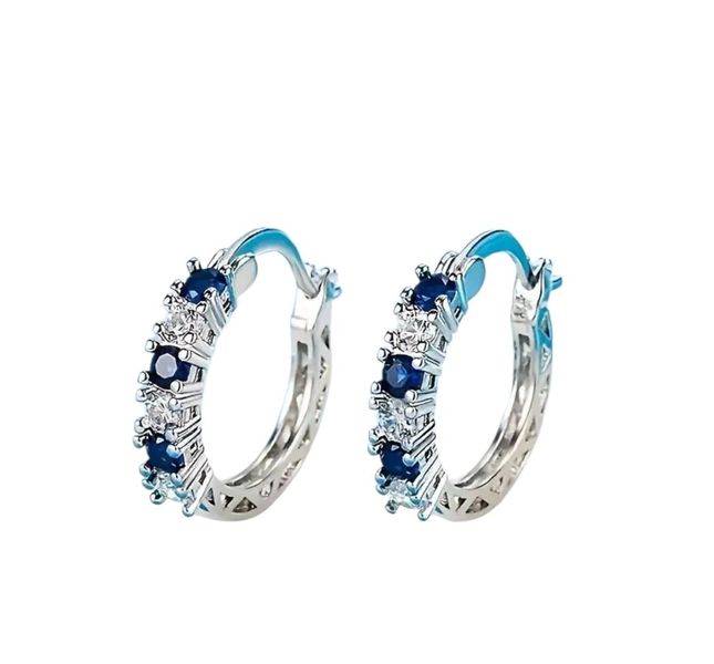 925 Sterling Silver Hypoallergenic Earrings with Blue Synthetic Gemstones