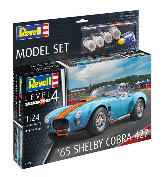 Revell 1/24 1965 Shelby Cobra 427 Plastic Model Kit w/Paints, Glue &amp; Brush