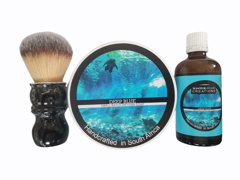 Shaving Soap &amp; Aftershave Splash &amp; Shaving Brush Combo Deepblue