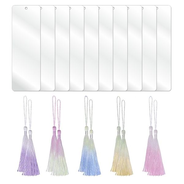 Premium Clear Acrylic Bookmark &amp; Ombre Tassel Set
