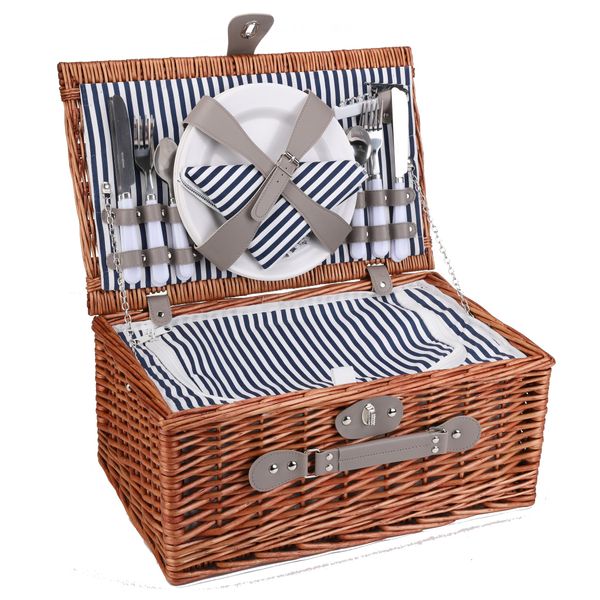 4-Person Wicker Picnic Basket