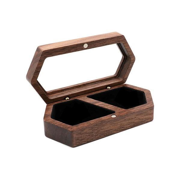 Ring Box Wood - Hexagon