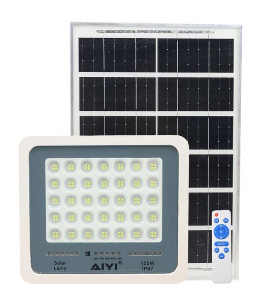 AIYI 100W Solar Flood Light with Remote and Separate Panel AY399-034