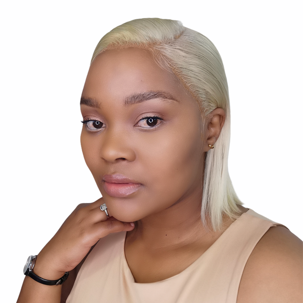 LolaSilk Brazilian Hair Bob Straight 8inch Full Frontal Lace Wig Blond