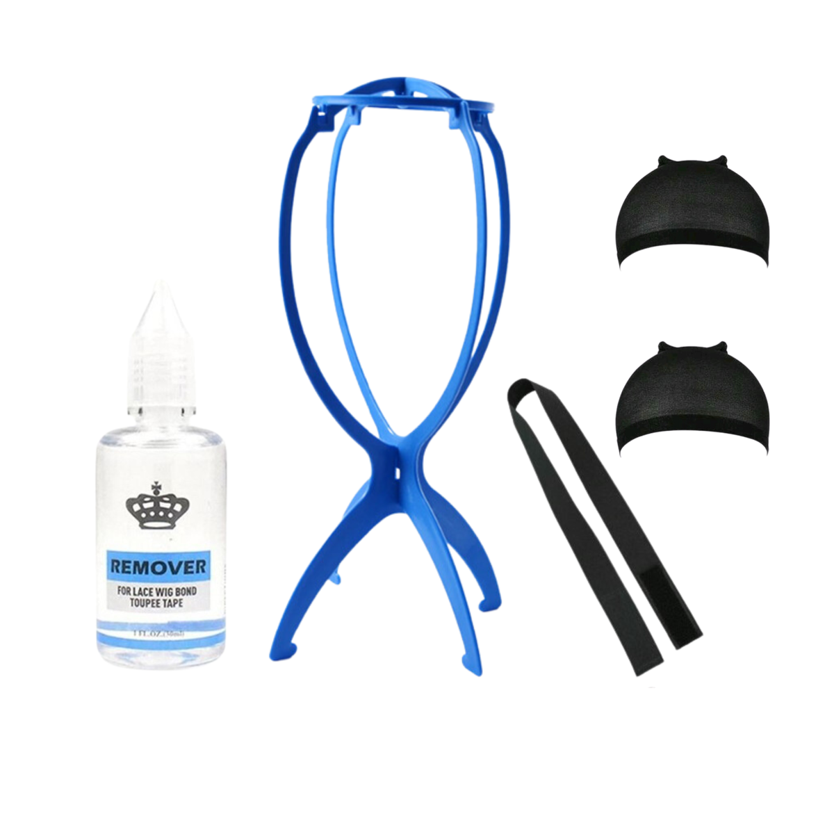 Adjustable Wig Stand, Lace melting band, wig caps & Wig glue remover