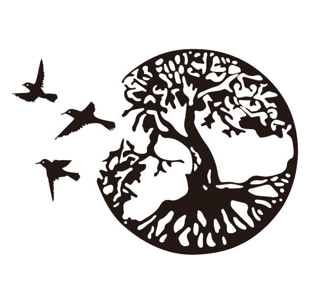 FSS Tree of Life Metal Wall Art with 3 Pcs Birds - 50 Cm