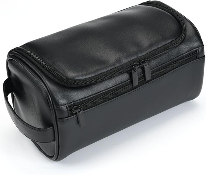 Waterproof Leather Toiletry Bag - Zip Front DurableTravel Organizer
