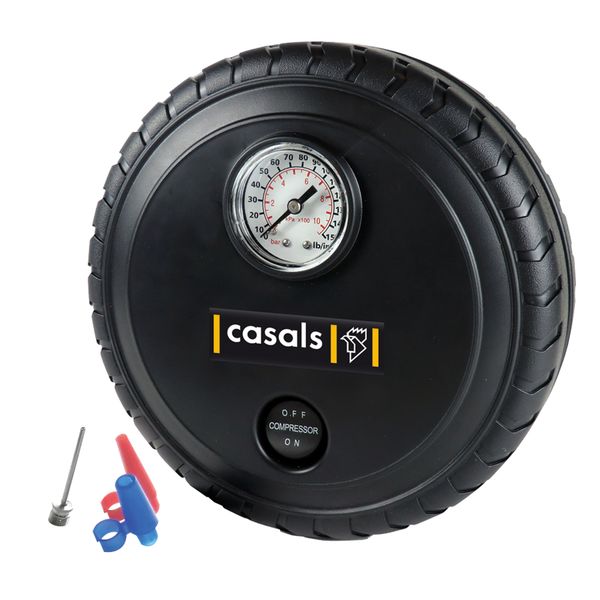 Casals Tyre Inflator With Pressure Gauge Plastic Black 250PSI 12V / 140W