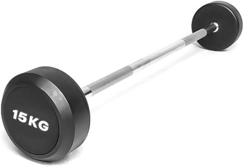 PU Rubber Fixed Barbell - 15kg
