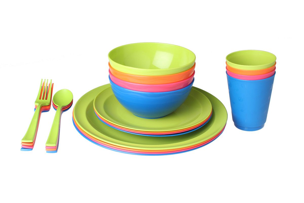 Gizmo 24 Piece Plastic Picnic, Camping & Dinnerware Set Shop Today