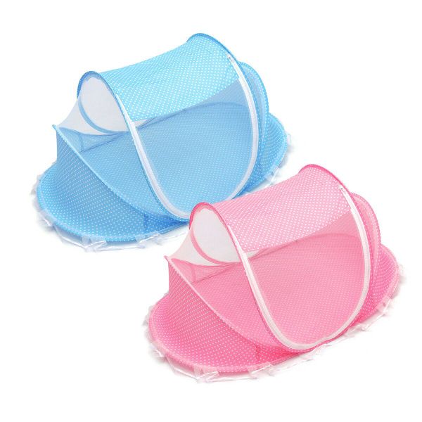 Twin Folding Baby Mosquito Net &amp; Sleeping Tent - Pink &amp; Blue