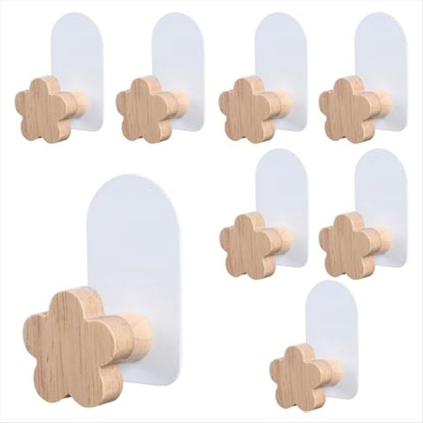 8 Piece Shaped Hooks Kids Room Decorative Hooks Wood Coat Hooks B
