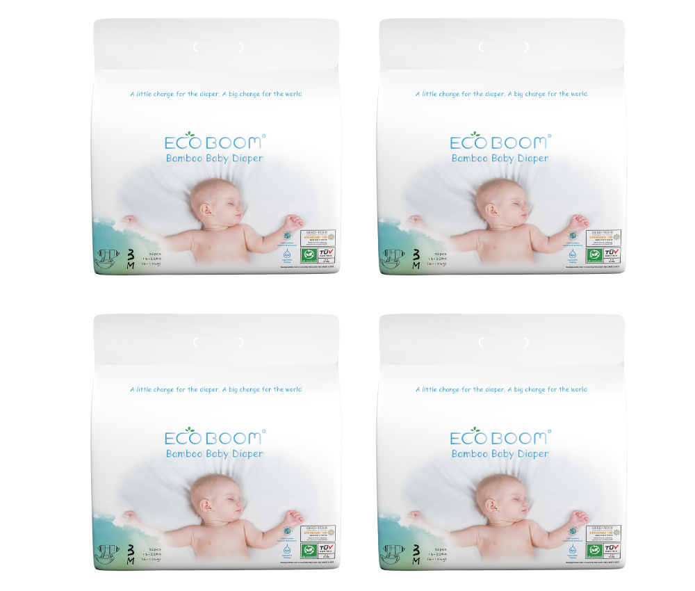 Eco Boom Bamboo Nappies Size 3 M 128 Pieces Value Box