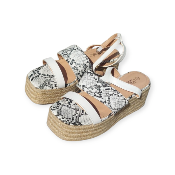 Miss Black Shakira 5 Espadrille Wedge Heel White