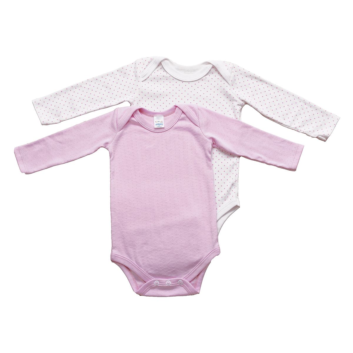 Camille Infants Pink & Pink Polka Long Sleeve Bodyvest 2 Pack | Shop ...