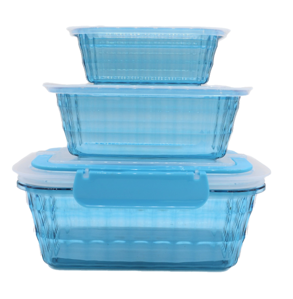 Set of 3 Piece Rectangular Microwave Oven Safe Lunch Boxes