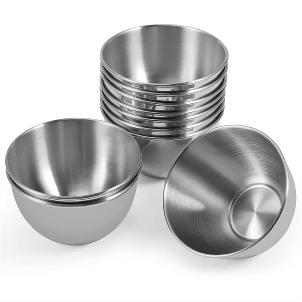 Stainless Steel Sauce Dishes Sushi Dipping Bowl Silver 3 3Inch, 10 Piece