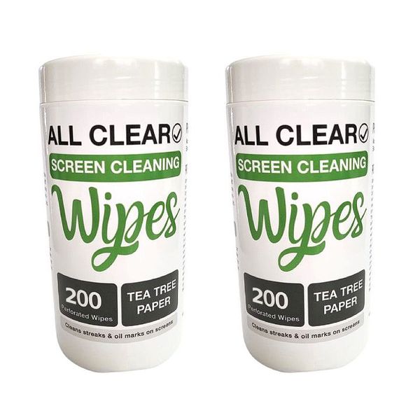All Clear 200 Screen Wipes - Pack Of 2