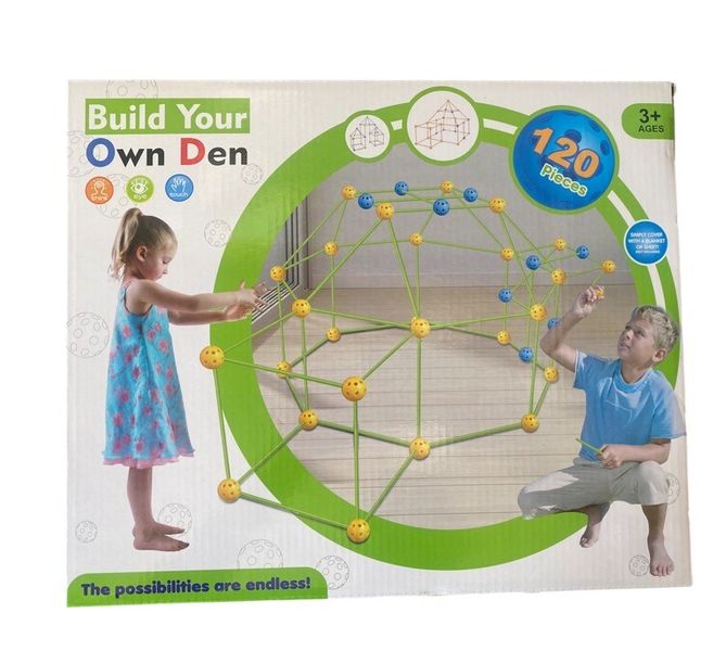 Build Your Own Den Kids Construction Building Toy-120 Pieces