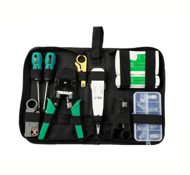 11-In-1 Network Tool Kit For Cat5/Cat5e/Cat6, Portable Ethernet Crimper Set