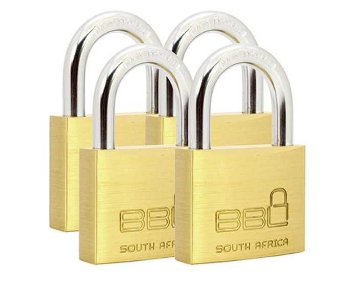 BBL - Multi Pack - Brass Padlocks - 50mm x 4 - Keyed Alike