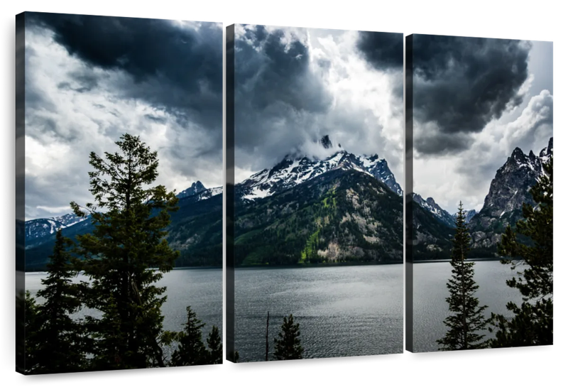 Canvas Art - Mountain Lake 3 Piece Canvas Wall Art Living Bedroom Decor