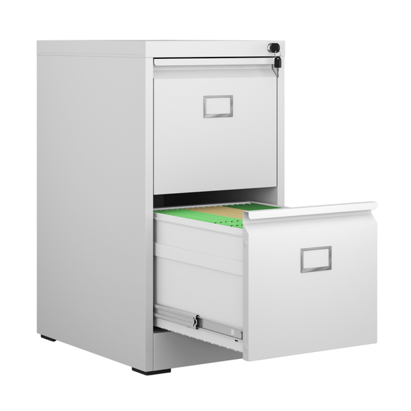 Steel Vertical 2 Drawer Swan Handle Filing Cabinet Cupboard Locker With Card Slots