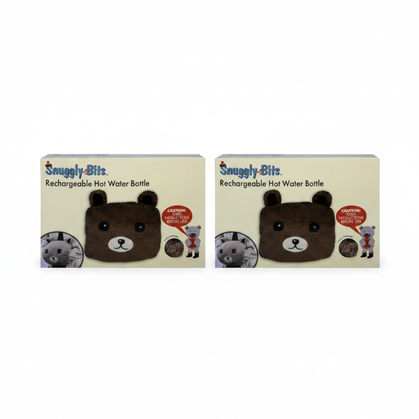 Snuggly Bits Rechargeable Hot Water Bottle with Soft Teddy Cover - 2 Pack