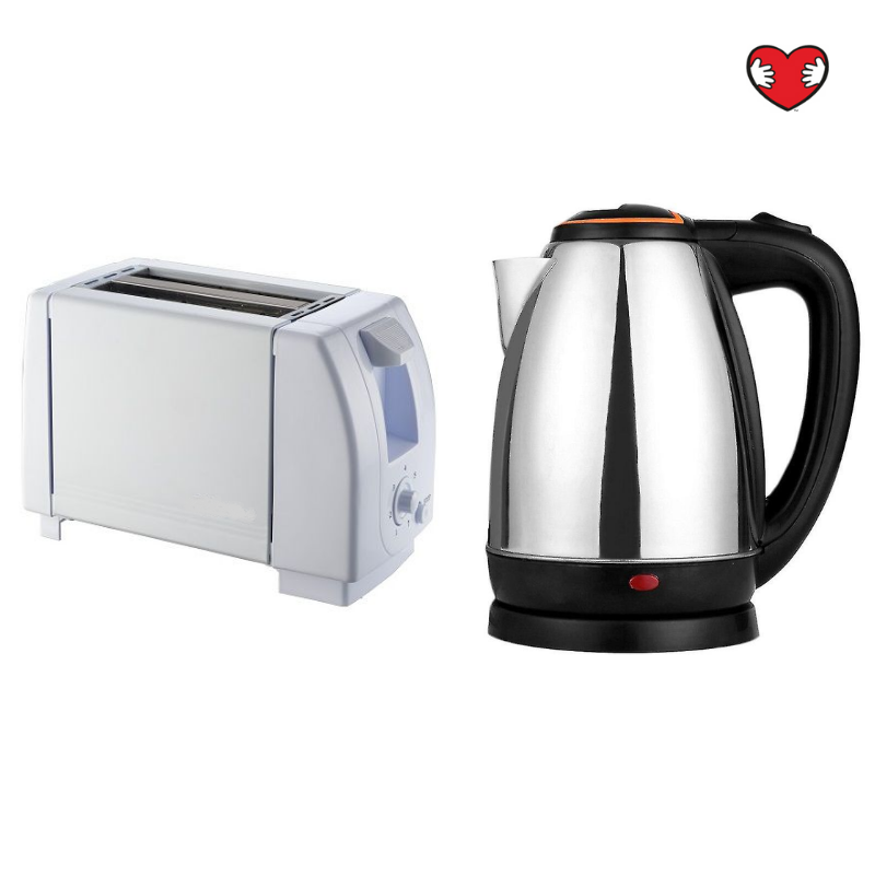 1700W 1.7L Stainless Steel Kettle Water Boiler and 2 Slice Toaster