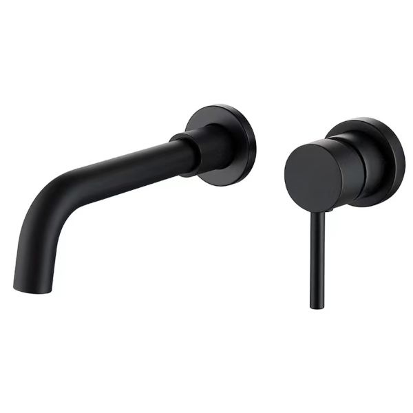 Brass Wall Mounted Separated Style Basin Mixer - Black