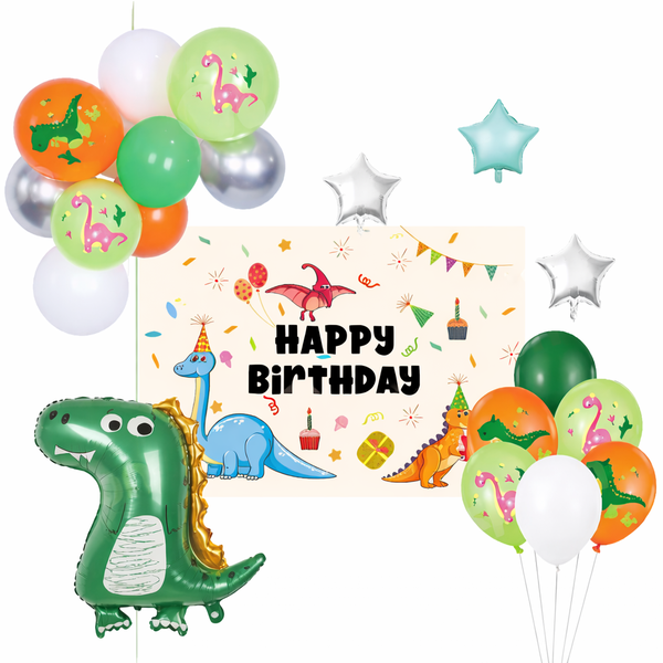 Dino Party Balloon Set - 25pc - Photo drop Background - Cool Birthday Decor