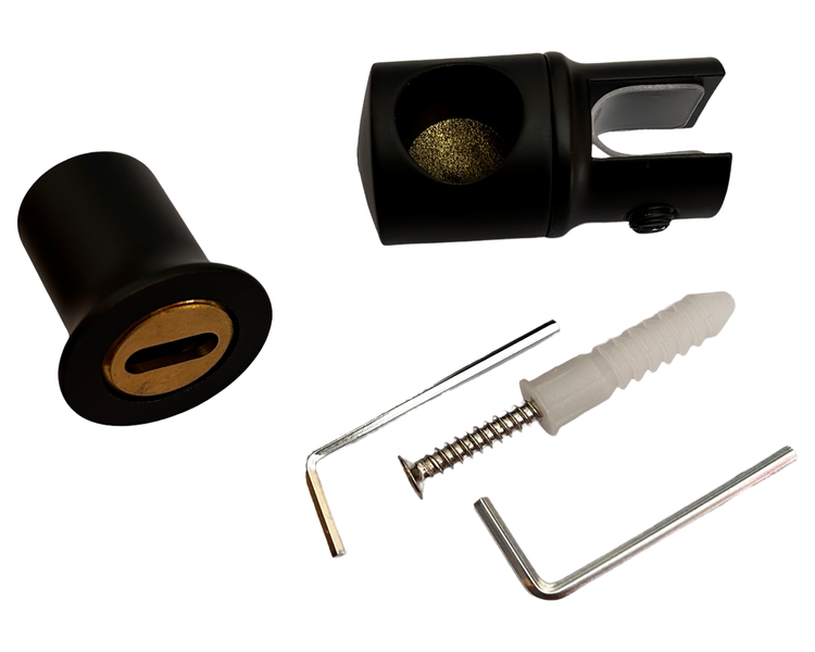 Black Shower Glass Stabilizer Wall Mount &amp; Revolving End Brackets