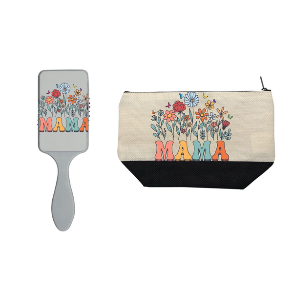 flower mama Custom Sublimation Makeup Bag - Hair Brush Design