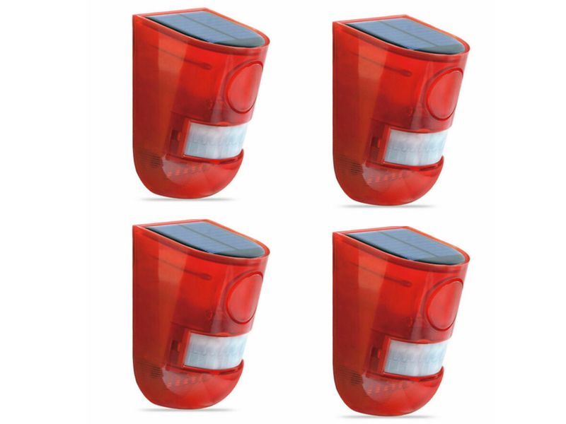 Solar Alarm Lamp Outdoor PIR Motion Sensor 4 Piece